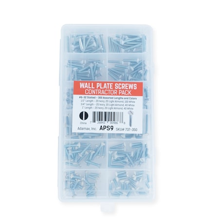 Adamax Assorted Wallplate Screw Kit - 300pcs, PK300 APS-9